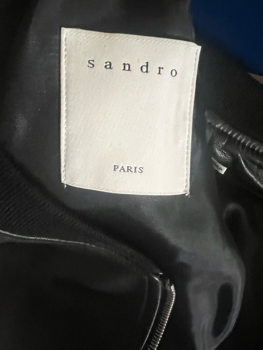 NWT Sandro Black Lamb Leather Bomber Jacket $1120 - Picture 6 of 8